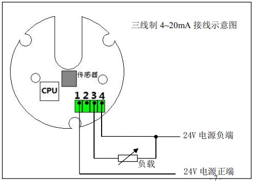 智能橢圓齒輪流量計三線製接線圖